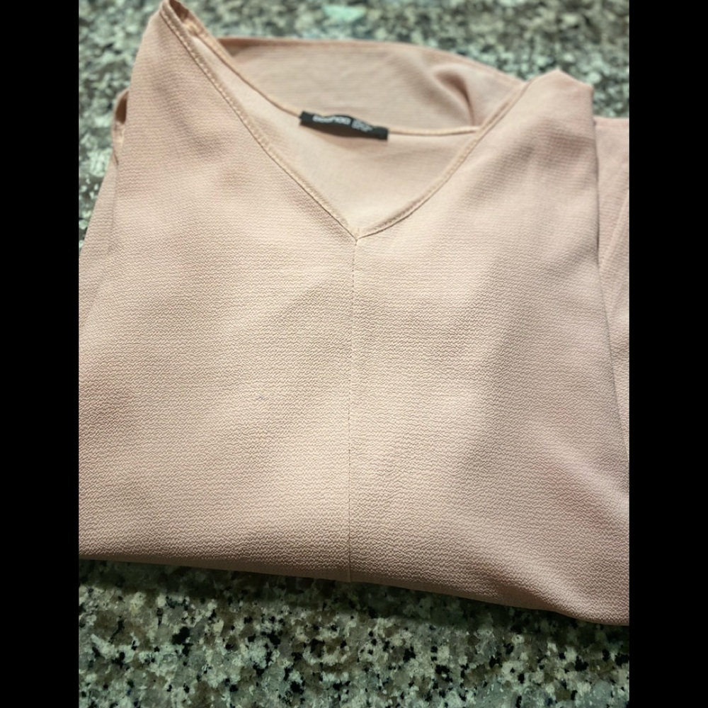 Pink V neck Short Sleeve Blouse size 10